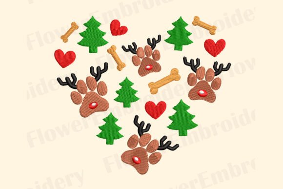 Christmas Dog Embroidery for Craft Fairs