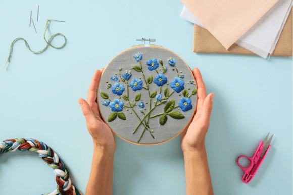 Forget-Me-Not Embroidery for Boutique Sweatshirts